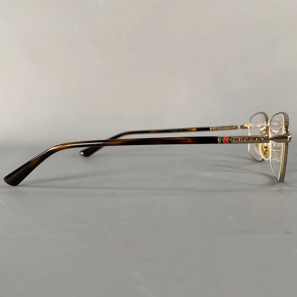 GUCCI Gold Tortoise Shell Metal Eyeglasses Frames